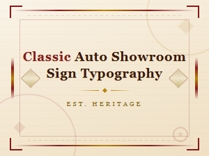 Classic Auto Showroom Sign Typography and Vintage Dealer Lettering Fonts